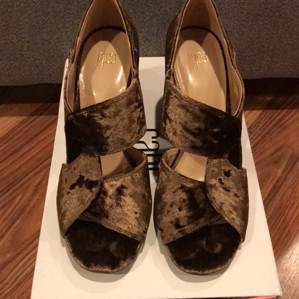 CAbi Size 9 velvet interlock block heels